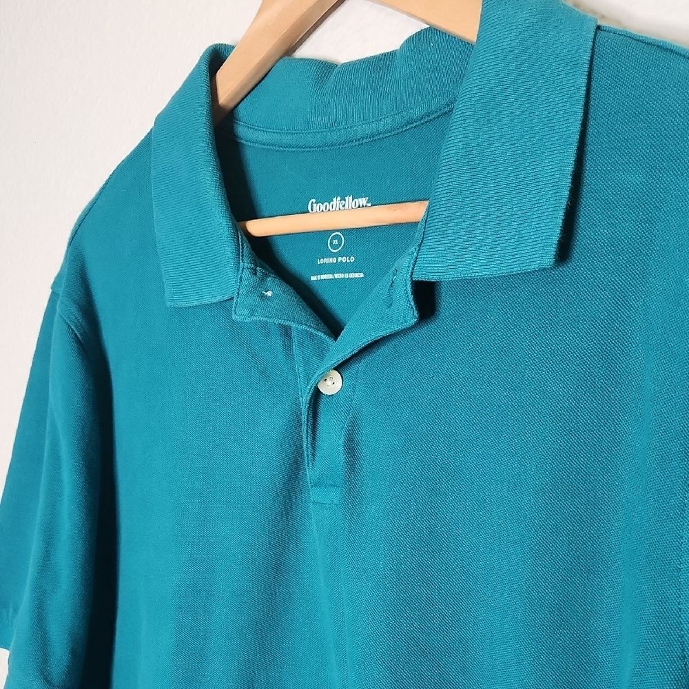 Goodfellow & Co Loring Teal Blue Polo Shirt Short Sleeves Men's Size XL - Picture 4 of 5